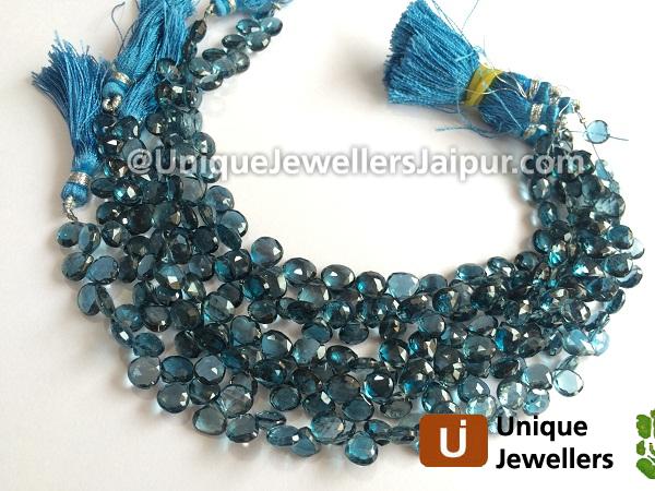 London Blue Topaz Faceted Heart Beads